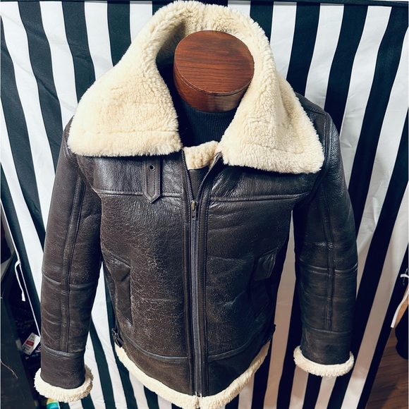 Other - Vintage Aviator Bomber Type B-3 Style Shearling Leather Jacket